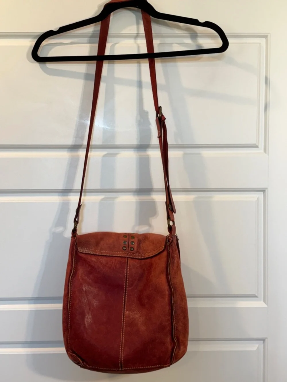 Patricia Nash Armeno Flap Crossbody Messenger Bag, Studs, Berry Red Leather